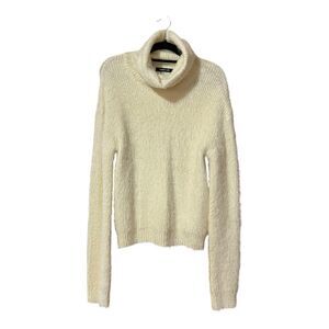 Sugar + Lips Womens Size L Ivory Eyelash Turtleneck Pullover Sweater New